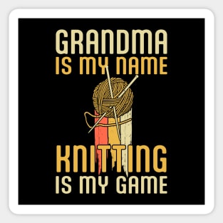 Knitting is my Game Retro Yarn Knit, Funny Grandma is My Name Knitter Tshirt Sticker